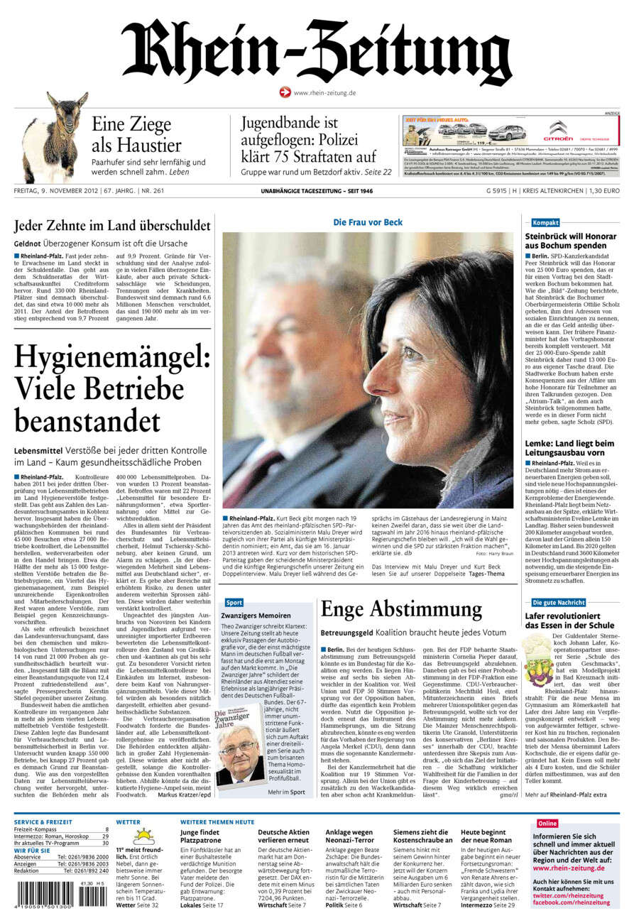 Rhein-Zeitung Kreis Altenkirchen vom Freitag, 09.11.2012