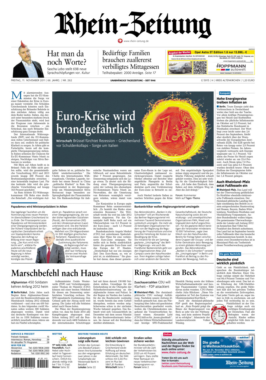 Rhein-Zeitung Kreis Altenkirchen vom Freitag, 11.11.2011