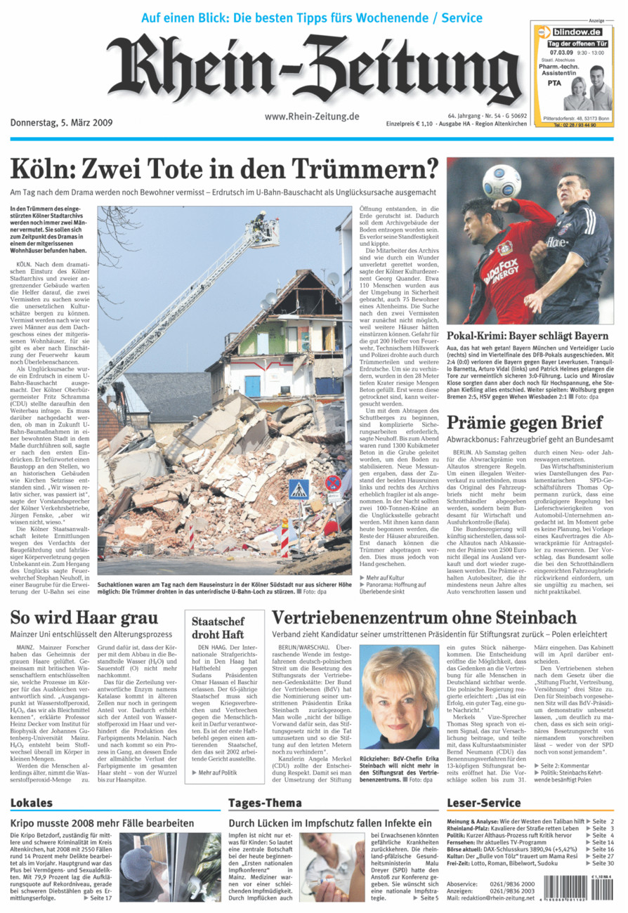 Rhein-Zeitung Kreis Altenkirchen vom Donnerstag, 05.03.2009