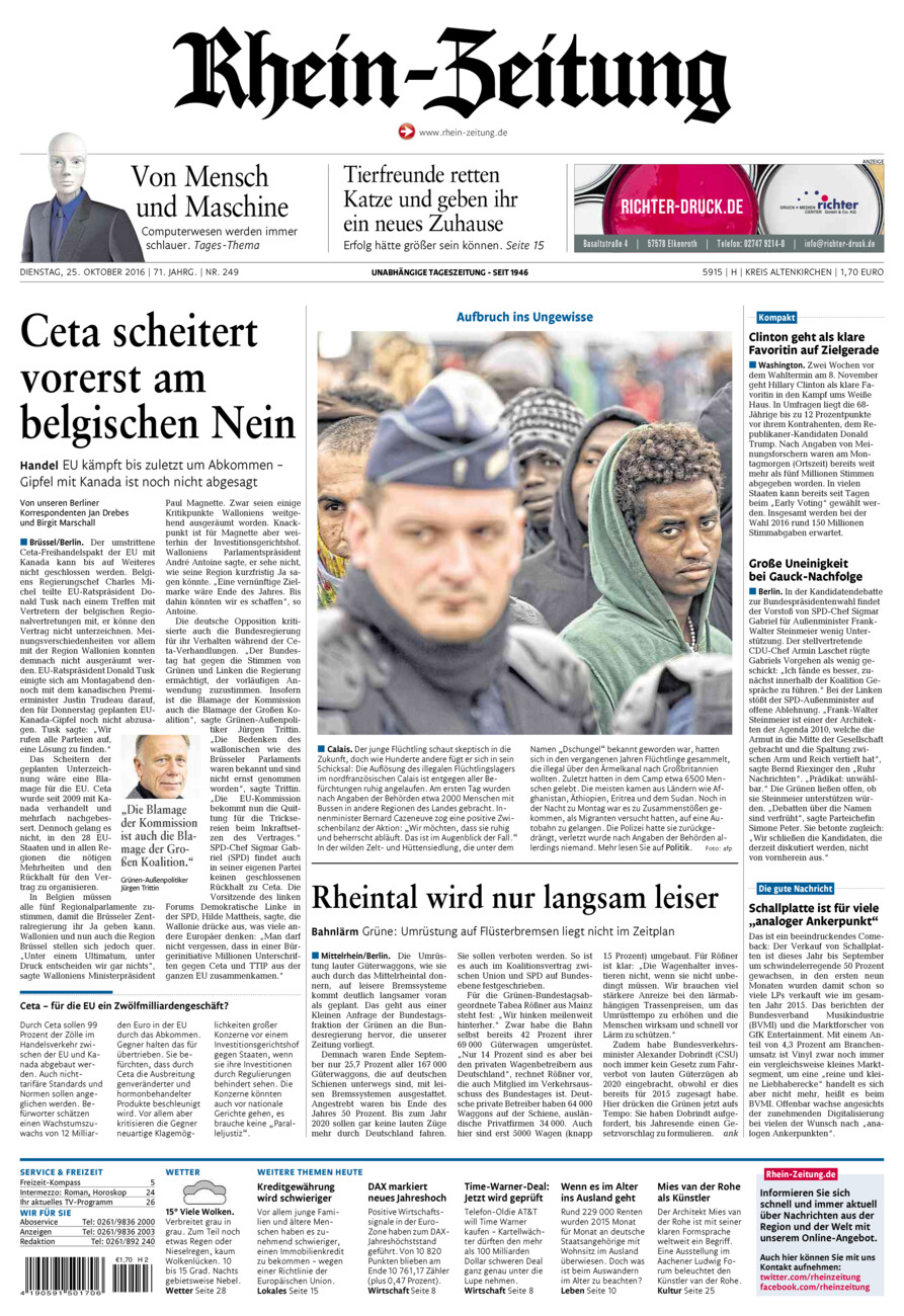 Rhein-Zeitung Kreis Altenkirchen vom Dienstag, 25.10.2016