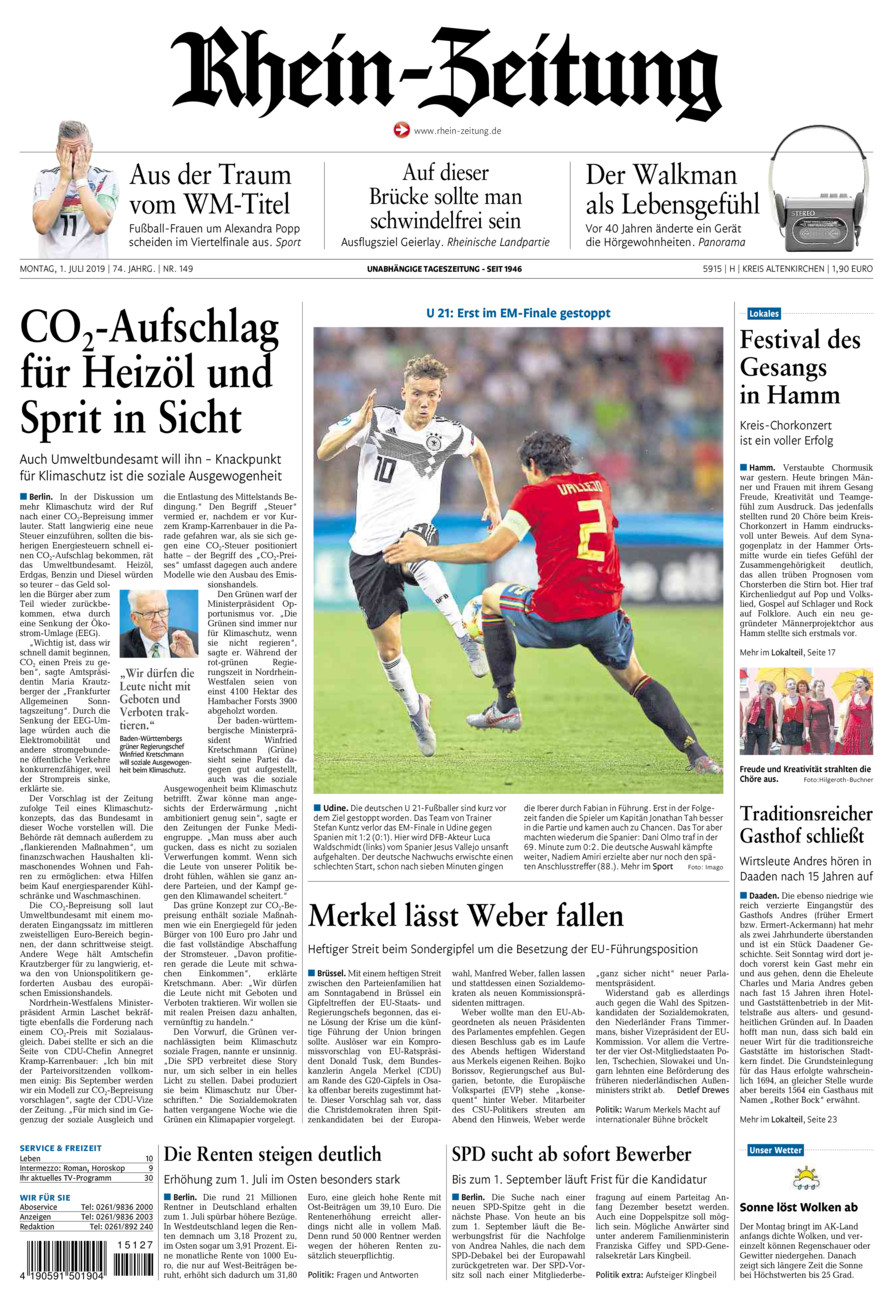 Rhein-Zeitung Kreis Altenkirchen vom Montag, 01.07.2019