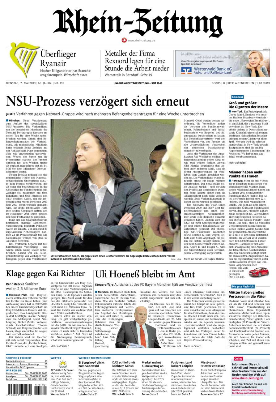 Rhein-Zeitung Kreis Altenkirchen vom Dienstag, 07.05.2013