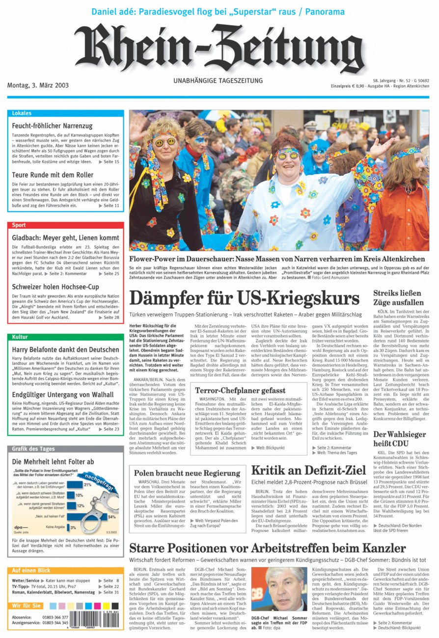 Rhein-Zeitung Kreis Altenkirchen vom Montag, 03.03.2003