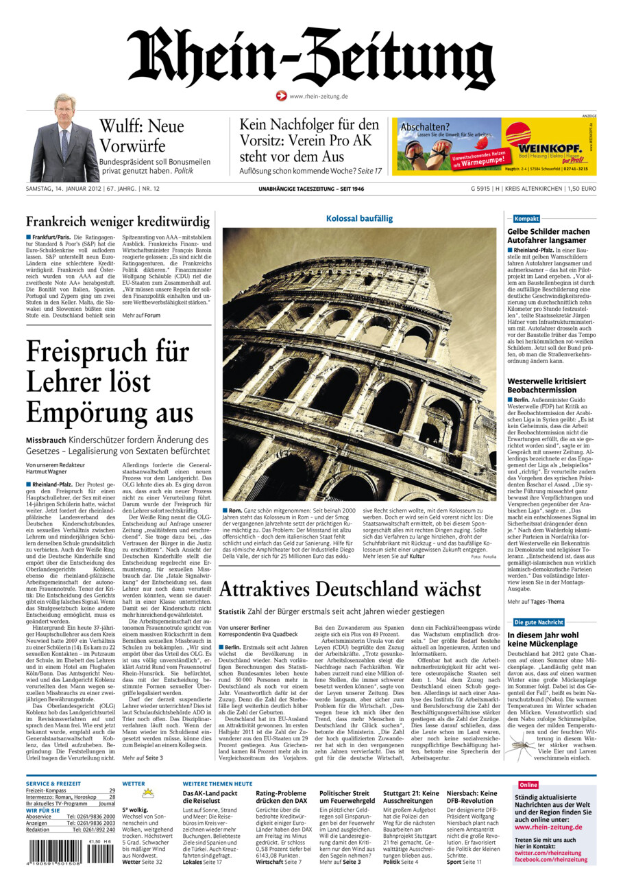 Rhein-Zeitung Kreis Altenkirchen vom Samstag, 14.01.2012