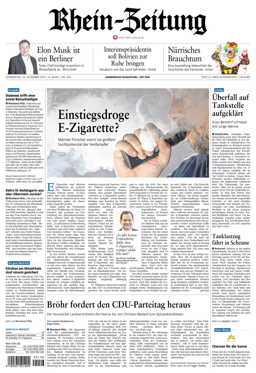 Rhein-Zeitung Kreis Altenkirchen vom Donnerstag, 14.11.2019