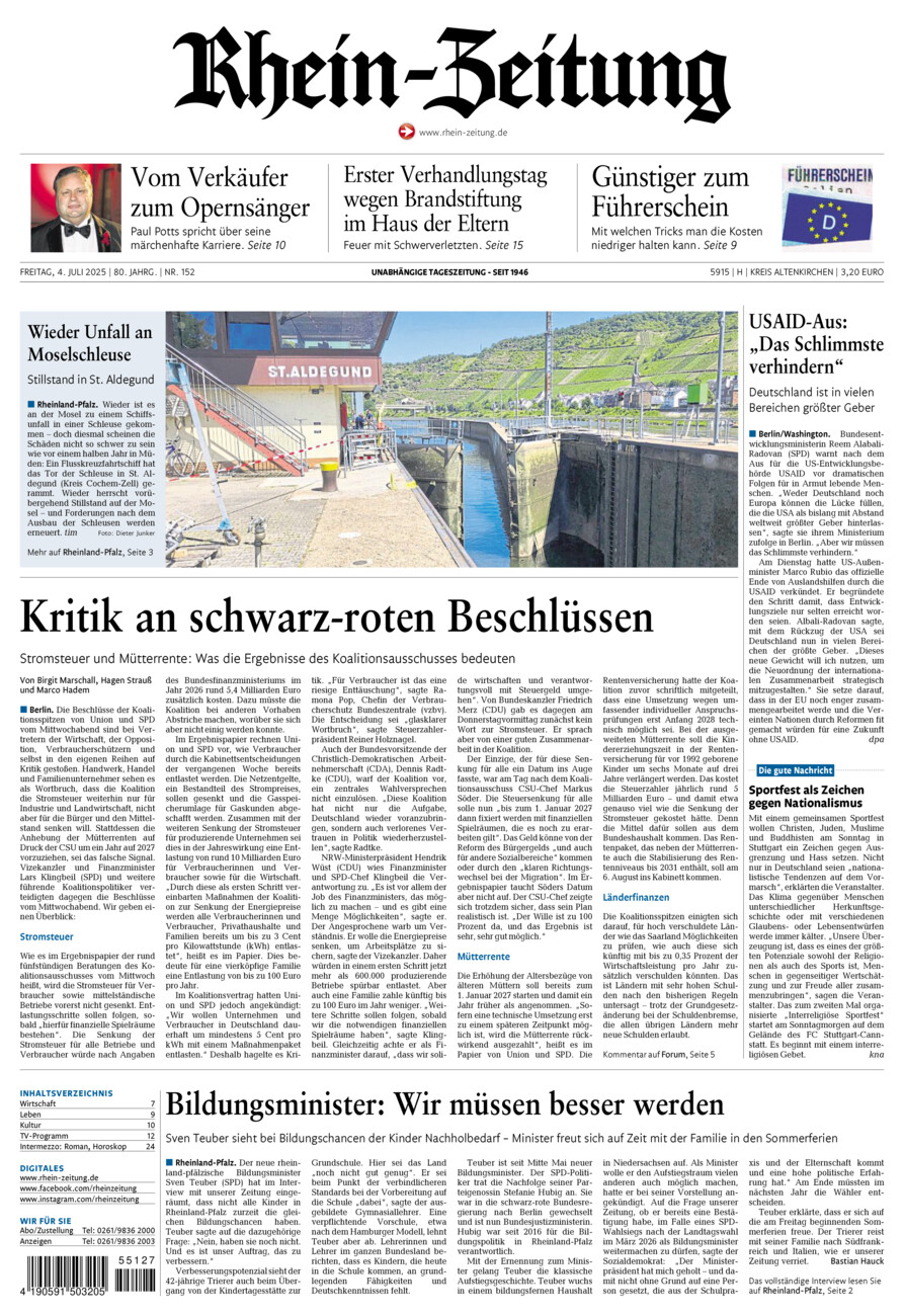 Rhein-Zeitung Kreis Altenkirchen vom Freitag, 04.07.2025