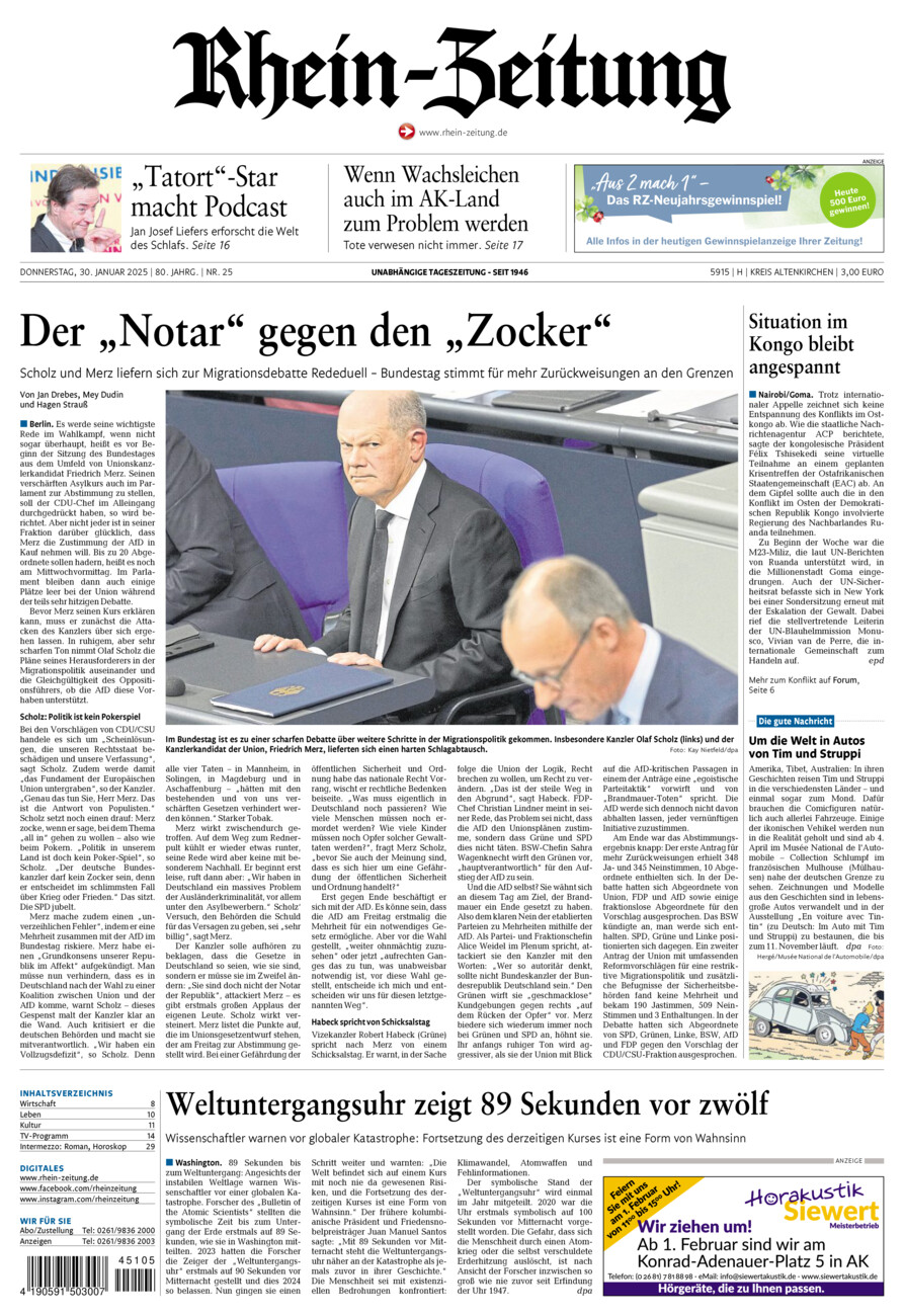 Rhein-Zeitung Kreis Altenkirchen vom Donnerstag, 30.01.2025