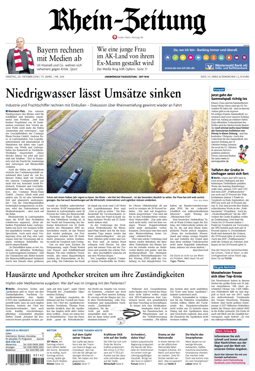 Rhein-Zeitung Kreis Altenkirchen vom Samstag, 20.10.2018