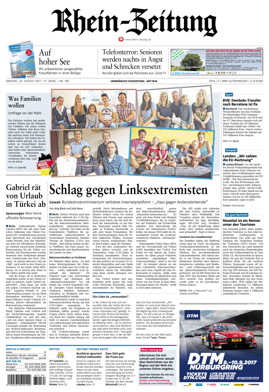 Rhein-Zeitung Kreis Altenkirchen vom Samstag, 26.08.2017
