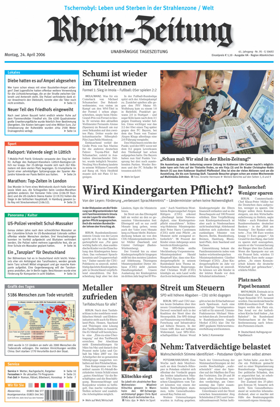 Rhein-Zeitung Kreis Altenkirchen vom Montag, 24.04.2006