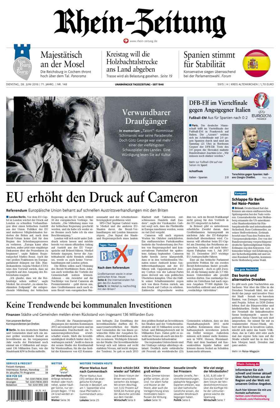 Rhein-Zeitung Kreis Altenkirchen vom Dienstag, 28.06.2016