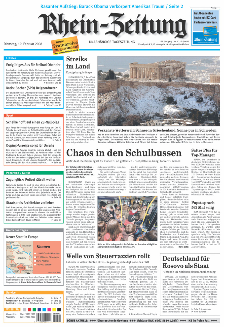 Rhein-Zeitung Kreis Altenkirchen vom Dienstag, 19.02.2008
