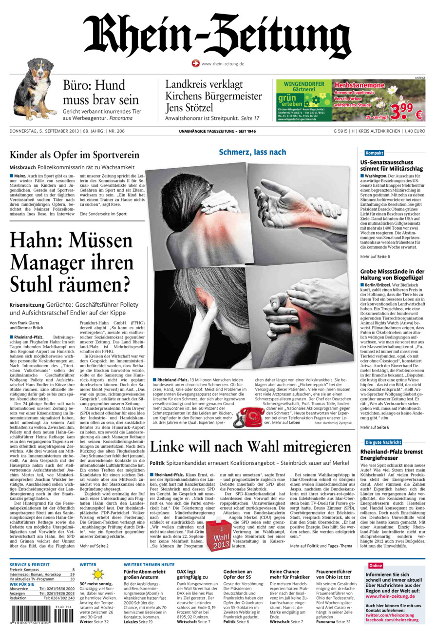 Rhein-Zeitung Kreis Altenkirchen vom Donnerstag, 05.09.2013
