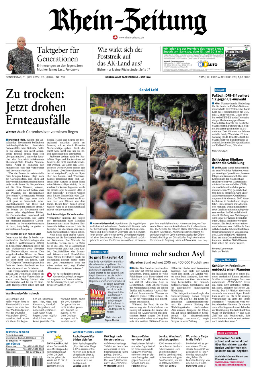 Rhein-Zeitung Kreis Altenkirchen vom Donnerstag, 11.06.2015
