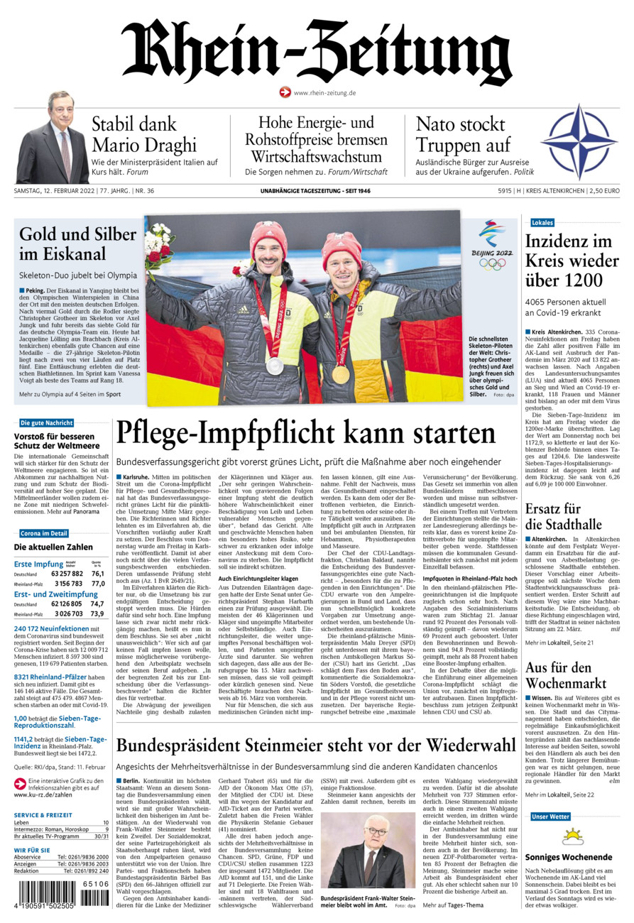 Rhein-Zeitung Kreis Altenkirchen vom Samstag, 12.02.2022