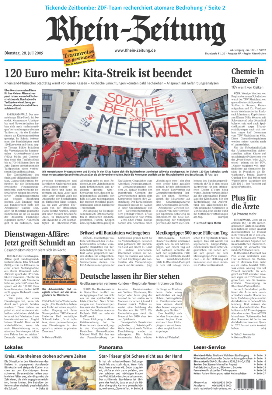 Rhein-Zeitung Kreis Altenkirchen vom Dienstag, 28.07.2009