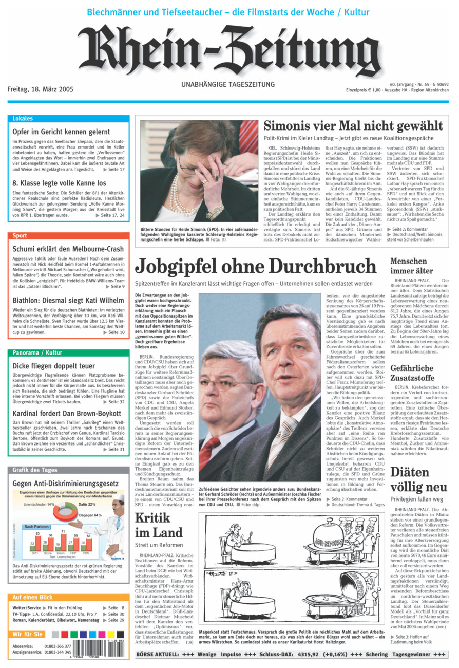 Rhein-Zeitung Kreis Altenkirchen vom Freitag, 18.03.2005