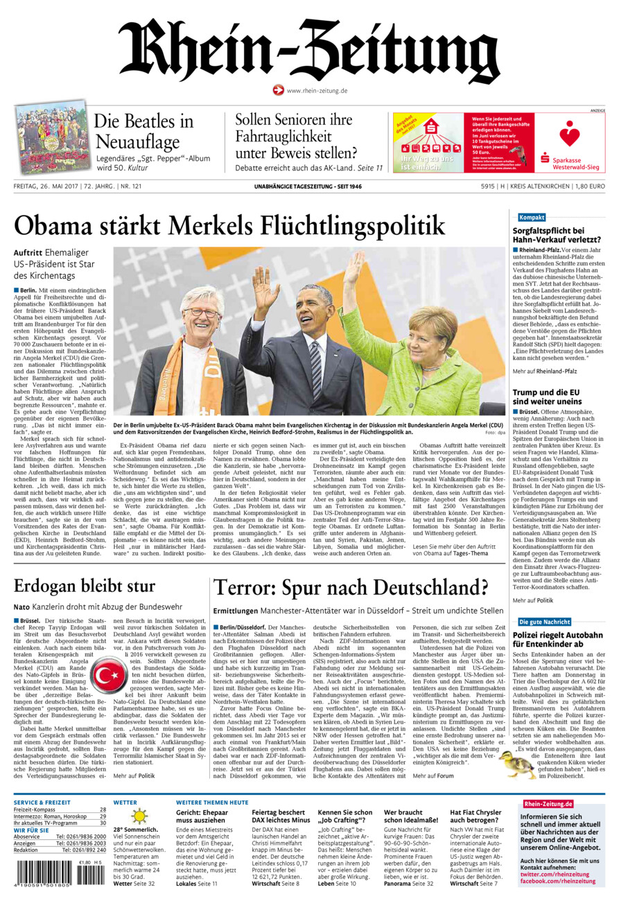 Rhein-Zeitung Kreis Altenkirchen vom Freitag, 26.05.2017
