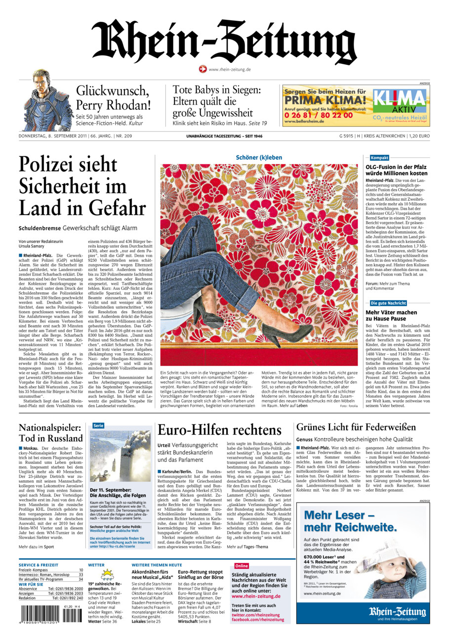 Rhein-Zeitung Kreis Altenkirchen vom Donnerstag, 08.09.2011