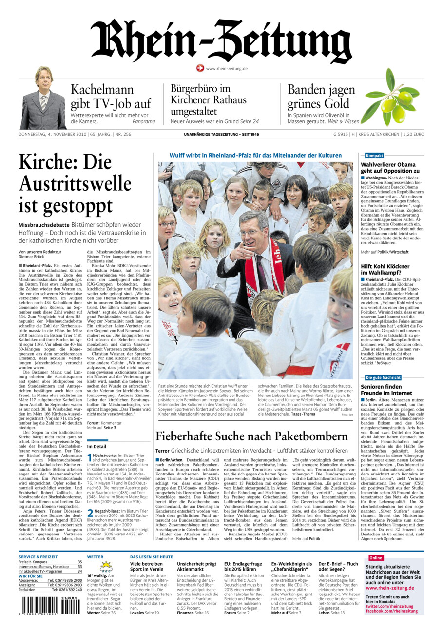 Rhein-Zeitung Kreis Altenkirchen vom Donnerstag, 04.11.2010
