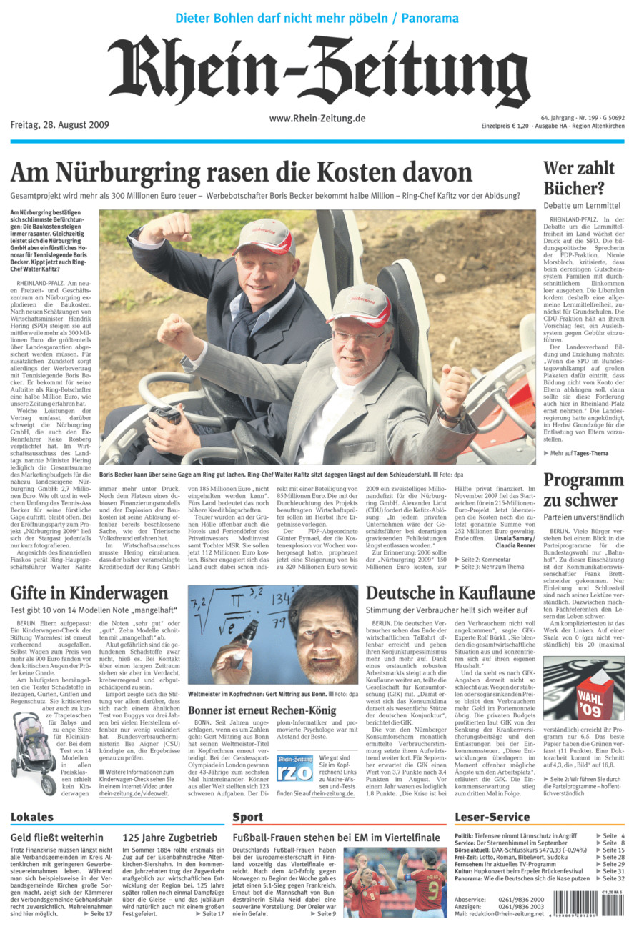 Rhein-Zeitung Kreis Altenkirchen vom Freitag, 28.08.2009