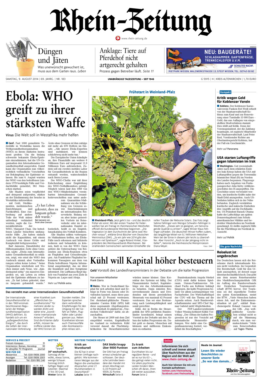 Rhein-Zeitung Kreis Altenkirchen vom Samstag, 09.08.2014