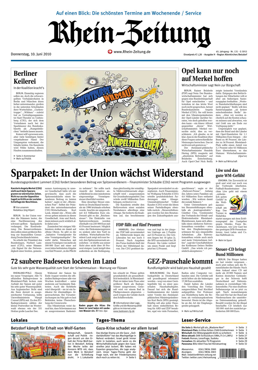 Rhein-Zeitung Kreis Altenkirchen vom Donnerstag, 10.06.2010