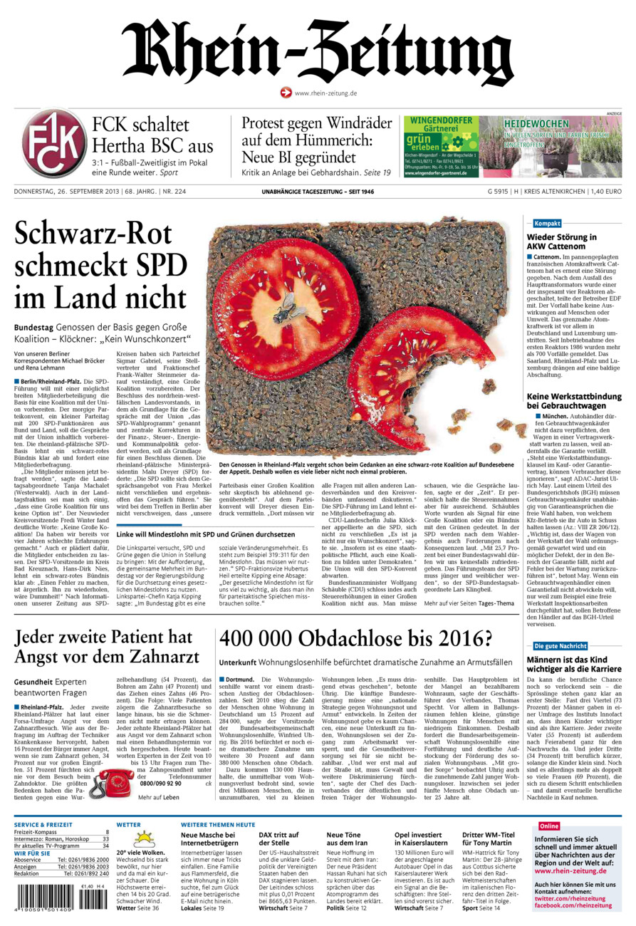 Rhein-Zeitung Kreis Altenkirchen vom Donnerstag, 26.09.2013