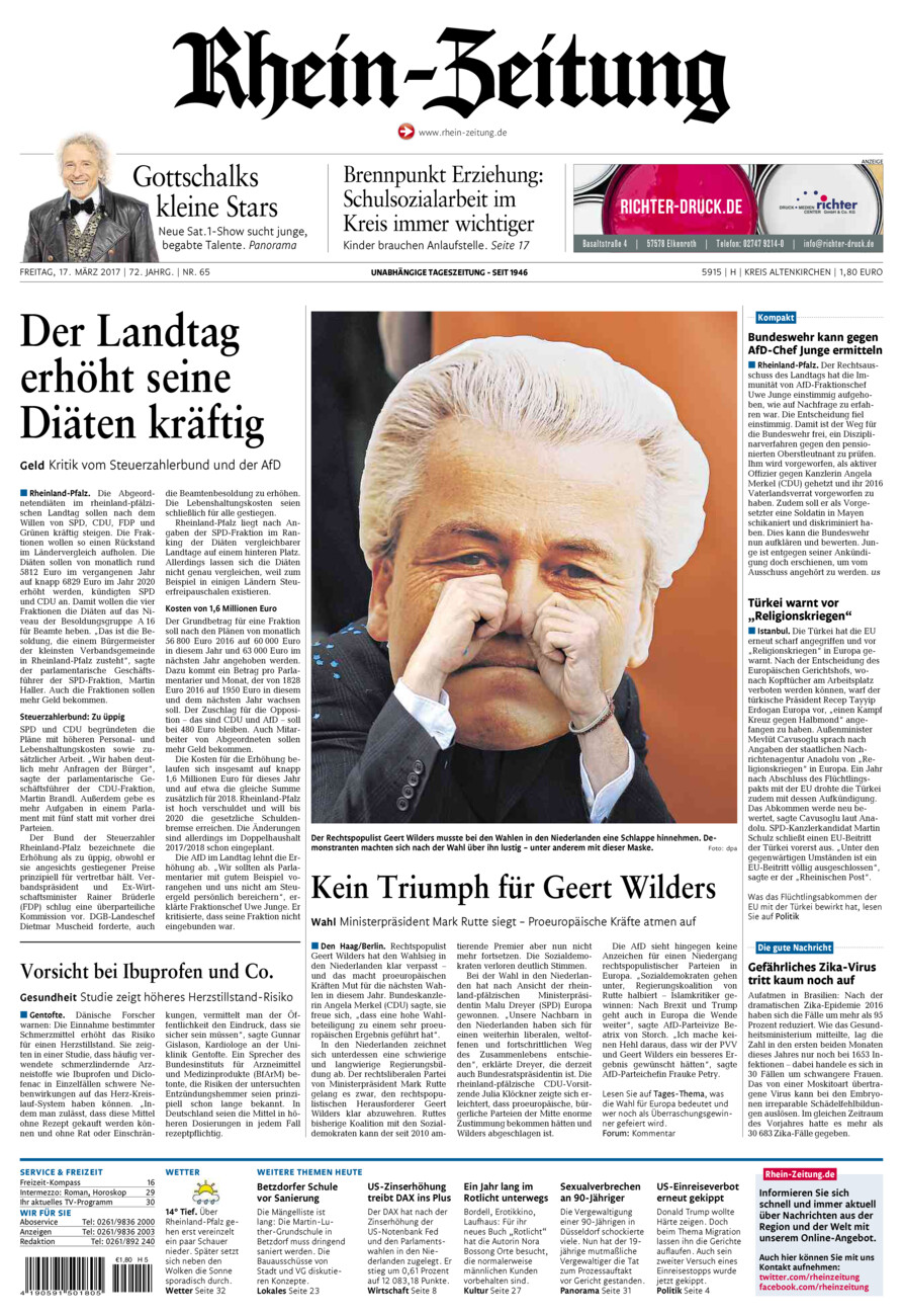 Rhein-Zeitung Kreis Altenkirchen vom Freitag, 17.03.2017