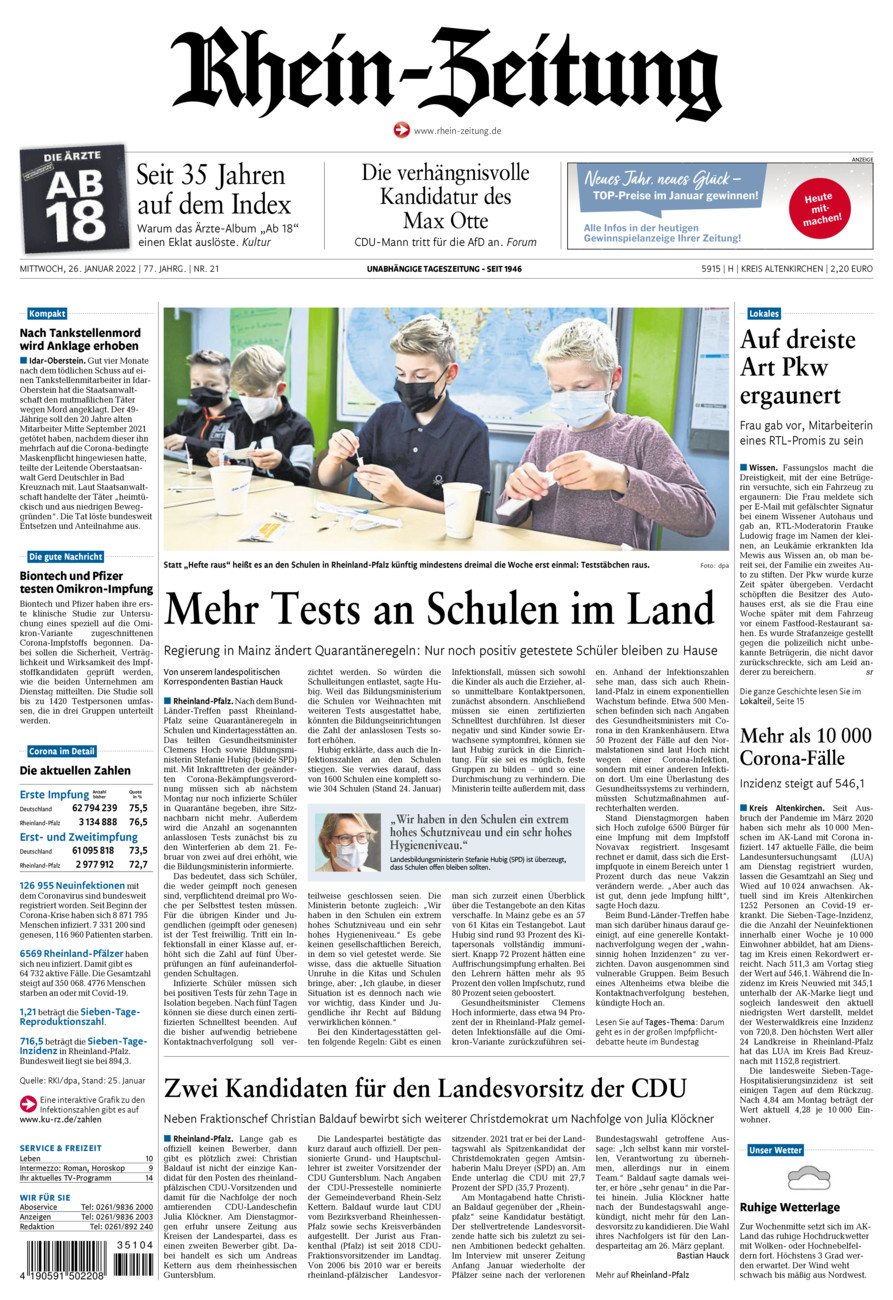 Rhein-Zeitung Kreis Altenkirchen vom Mittwoch, 26.01.2022
