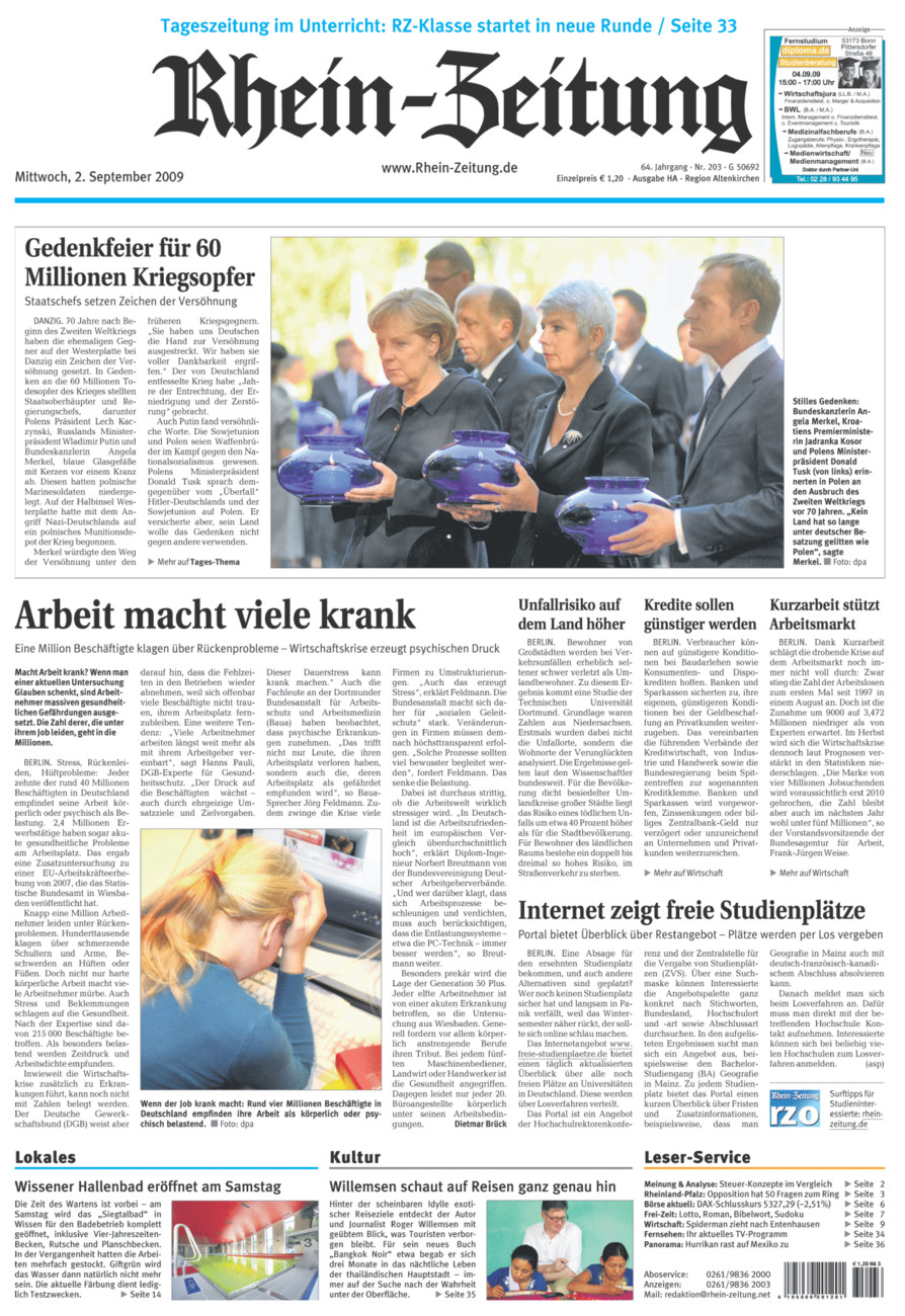 Rhein-Zeitung Kreis Altenkirchen vom Mittwoch, 02.09.2009