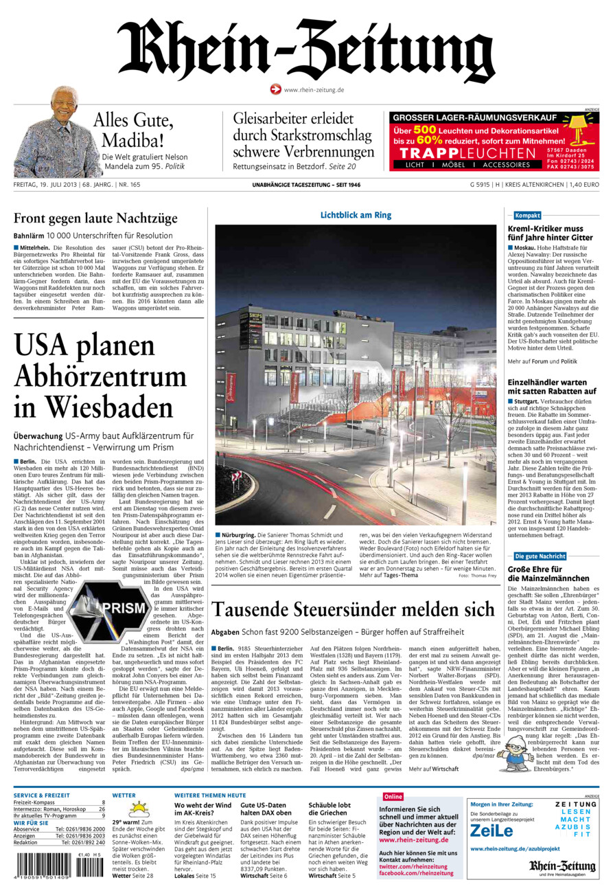 Rhein-Zeitung Kreis Altenkirchen vom Freitag, 19.07.2013