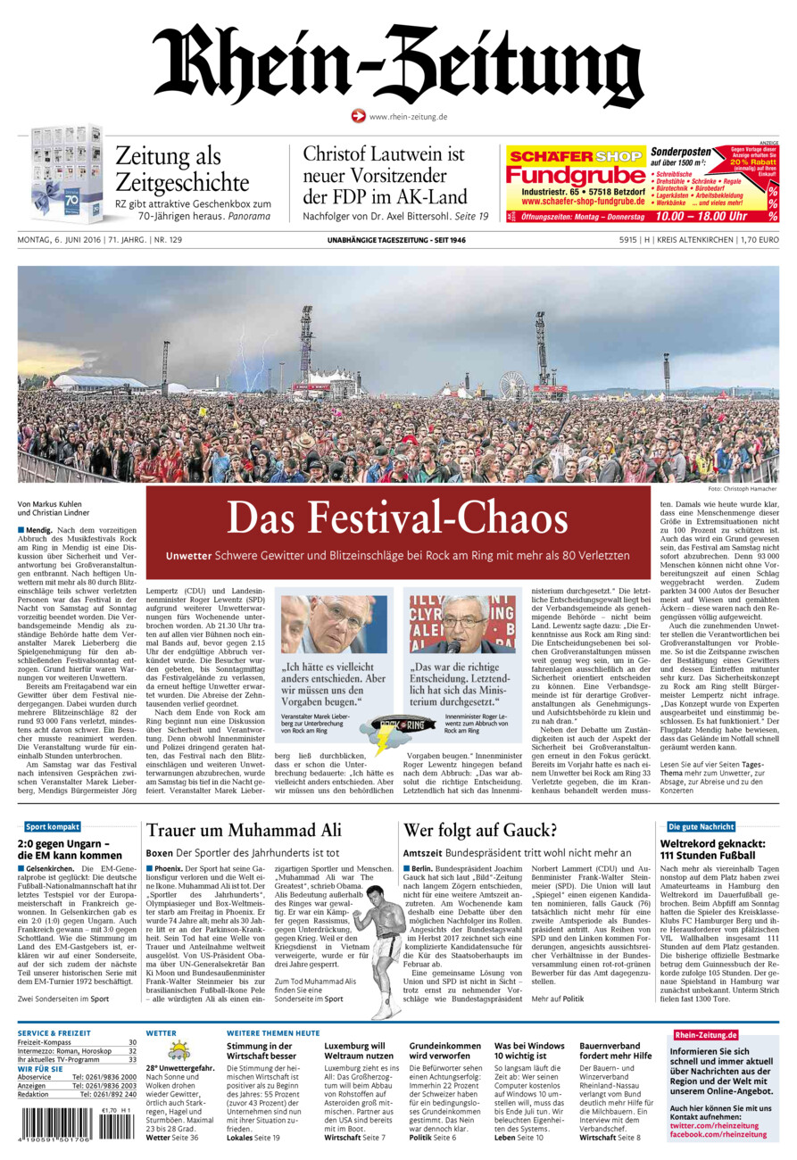 Rhein-Zeitung Kreis Altenkirchen vom Montag, 06.06.2016