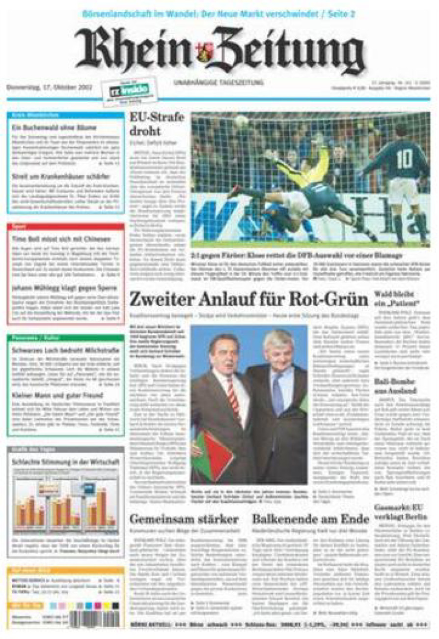 Rhein-Zeitung Kreis Altenkirchen vom Donnerstag, 17.10.2002