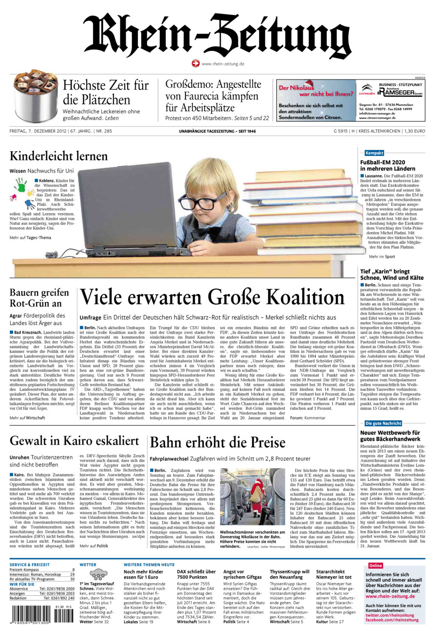 Rhein-Zeitung Kreis Altenkirchen vom Freitag, 07.12.2012