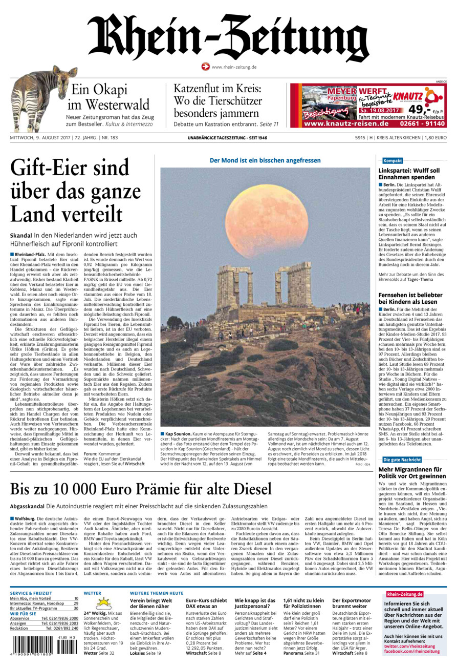 Rhein-Zeitung Kreis Altenkirchen vom Mittwoch, 09.08.2017