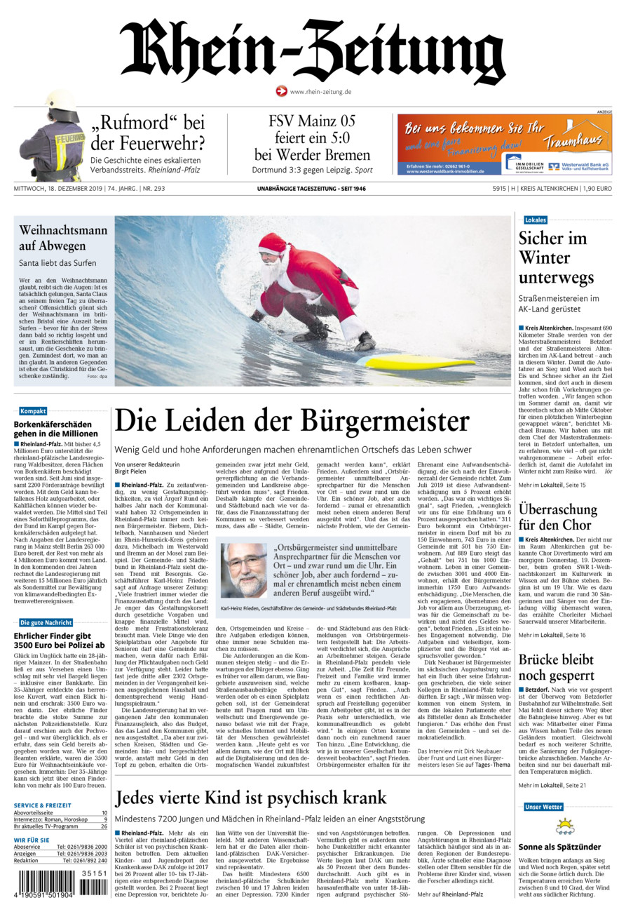Rhein-Zeitung Kreis Altenkirchen vom Mittwoch, 18.12.2019