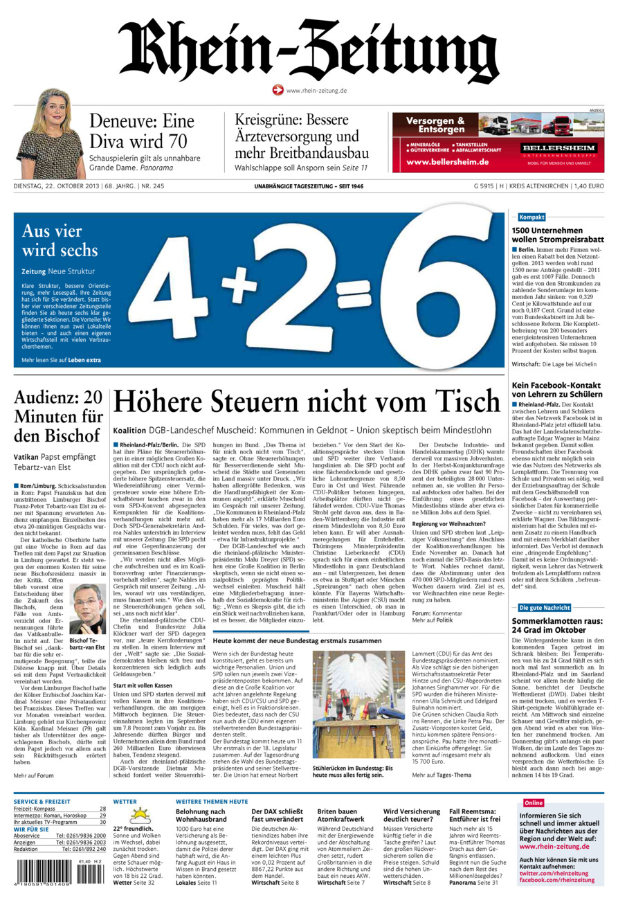 Rhein-Zeitung Kreis Altenkirchen vom Dienstag, 22.10.2013