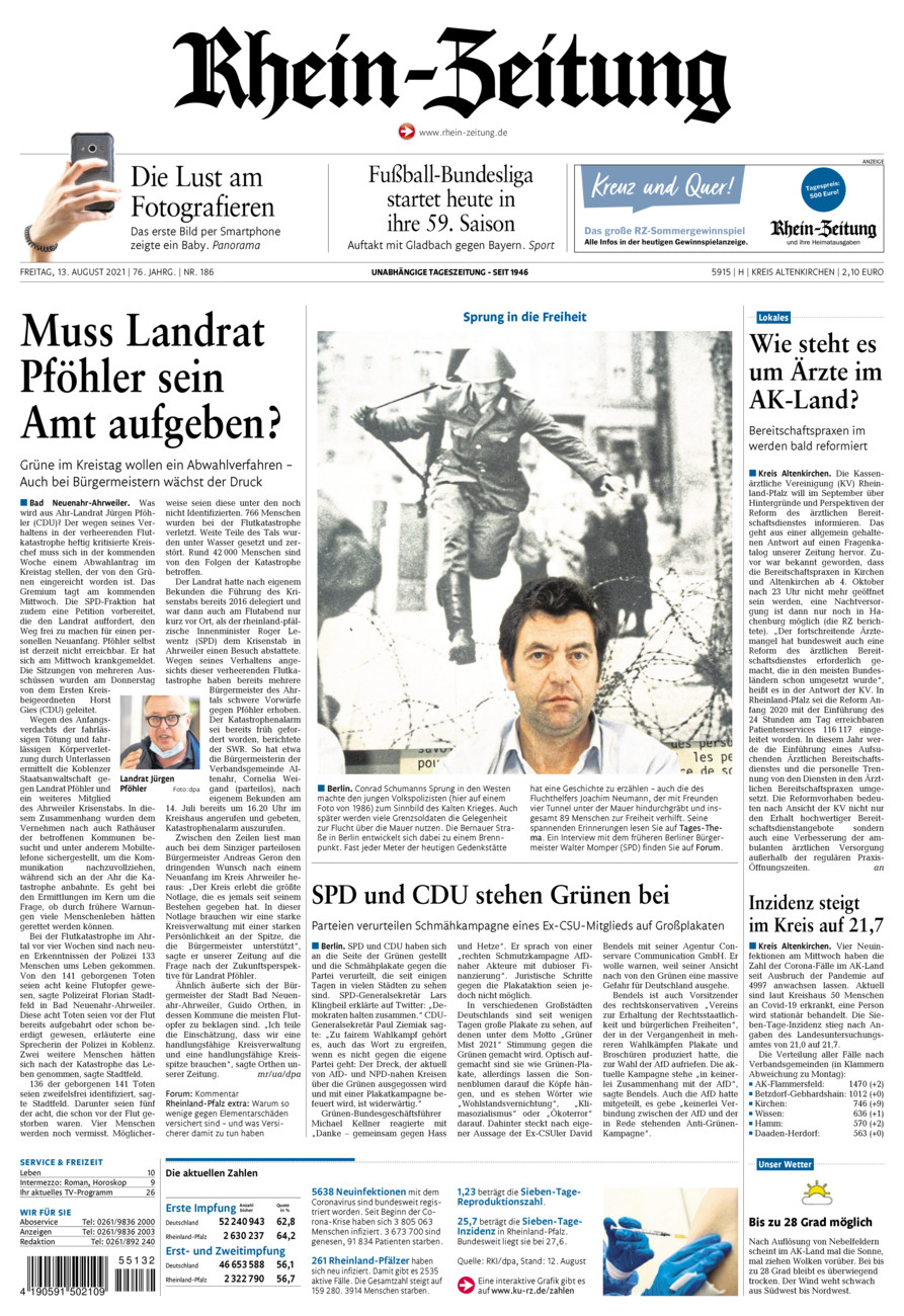 Rhein-Zeitung Kreis Altenkirchen vom Freitag, 13.08.2021