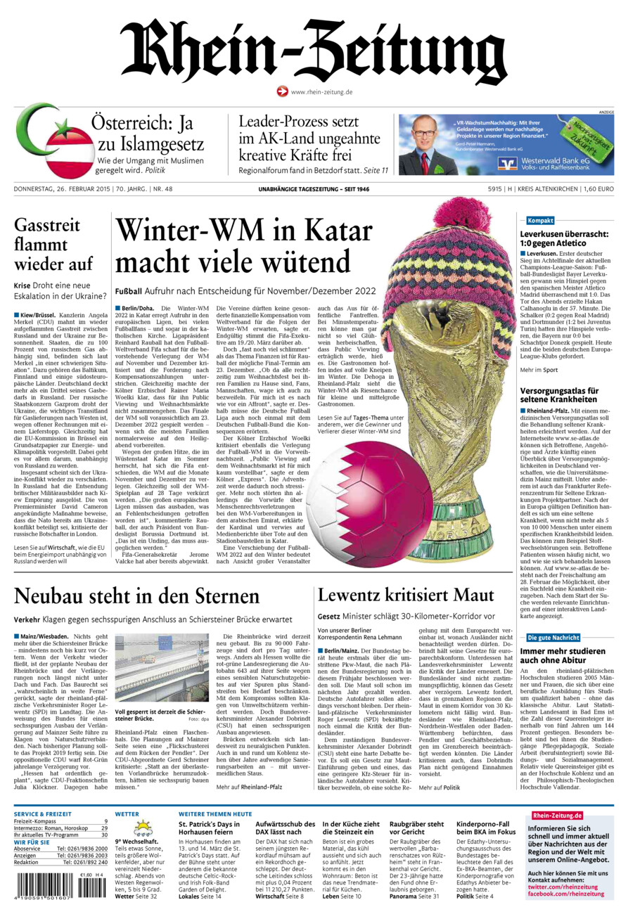 Rhein-Zeitung Kreis Altenkirchen vom Donnerstag, 26.02.2015