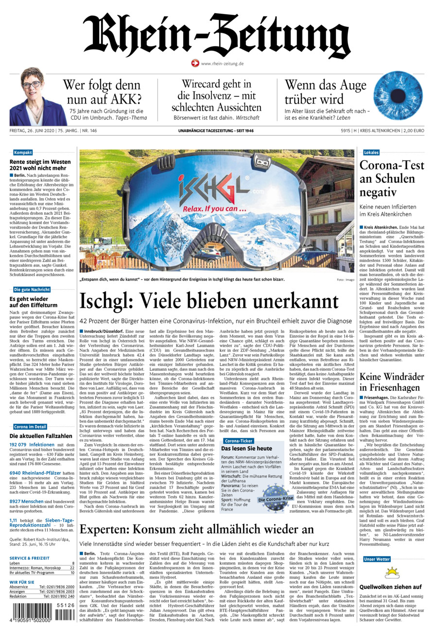 Rhein-Zeitung Kreis Altenkirchen vom Freitag, 26.06.2020