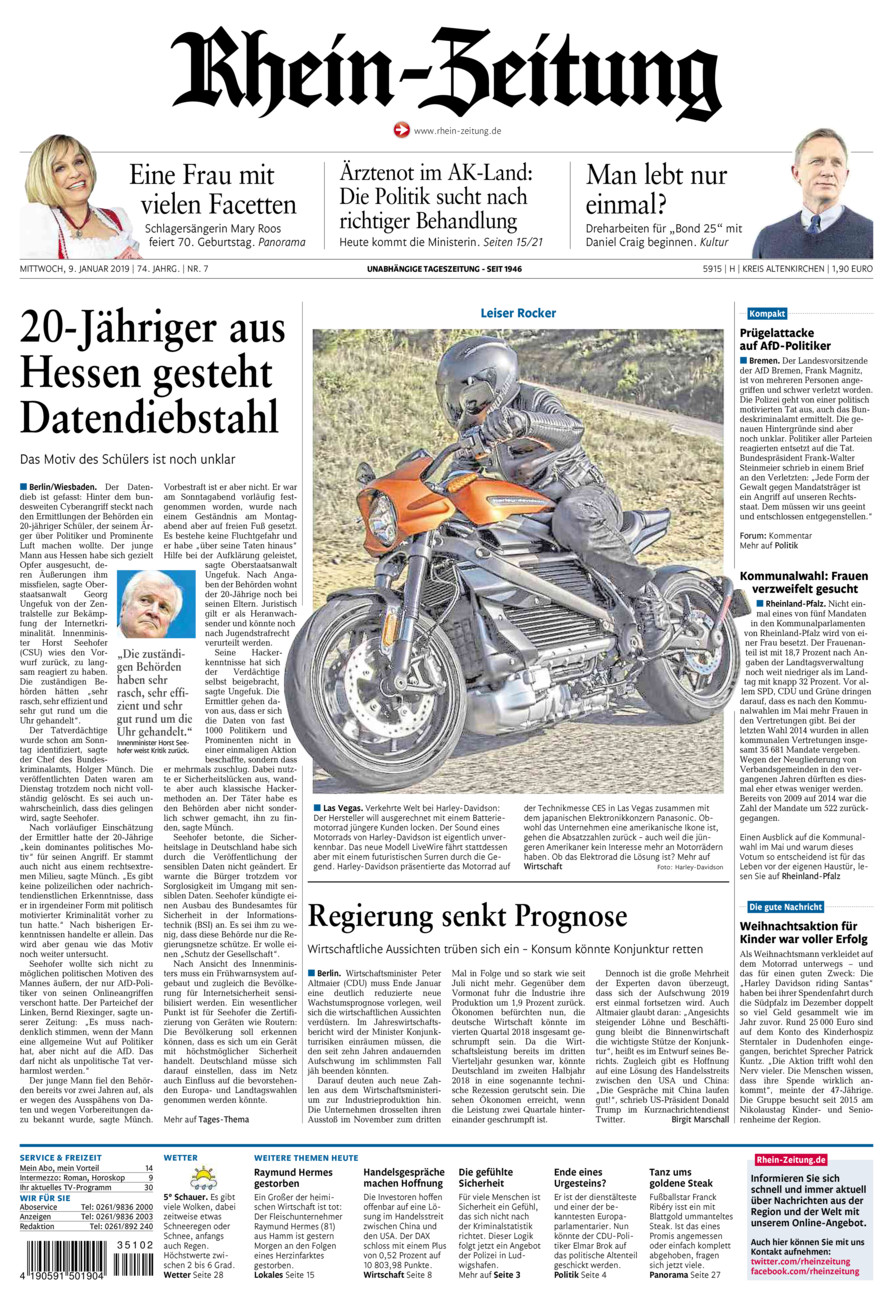 Rhein-Zeitung Kreis Altenkirchen vom Mittwoch, 09.01.2019