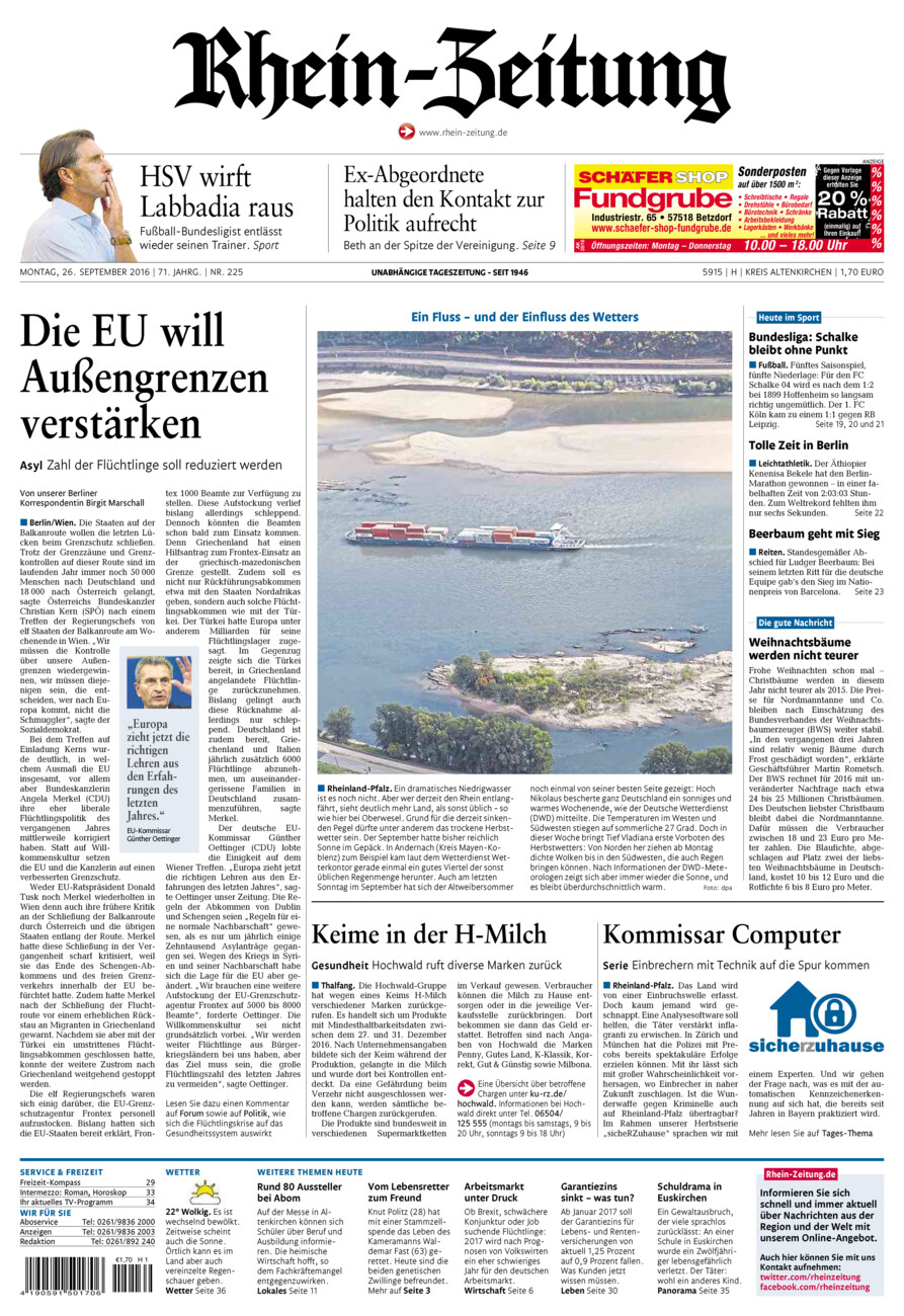 Rhein-Zeitung Kreis Altenkirchen vom Montag, 26.09.2016