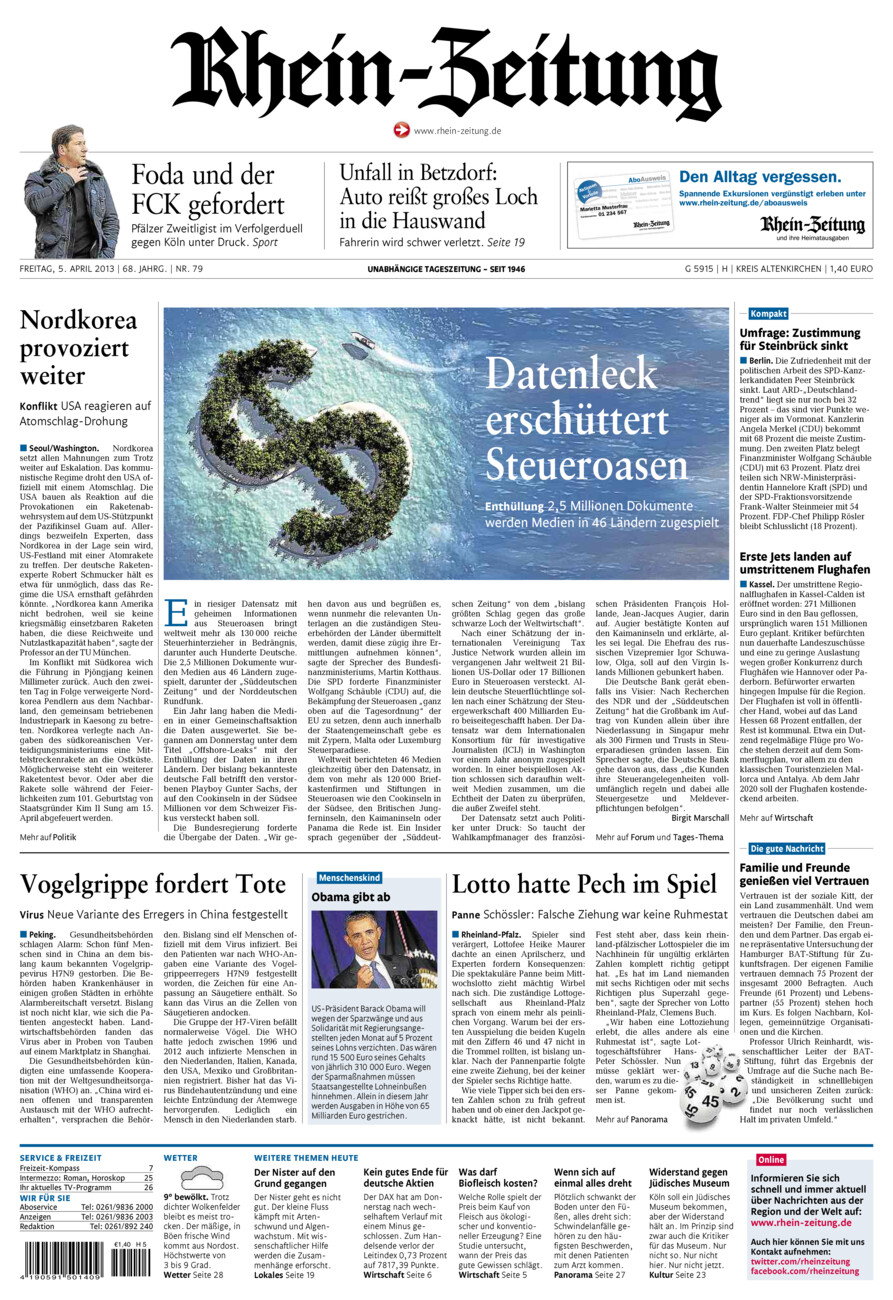 Rhein-Zeitung Kreis Altenkirchen vom Freitag, 05.04.2013