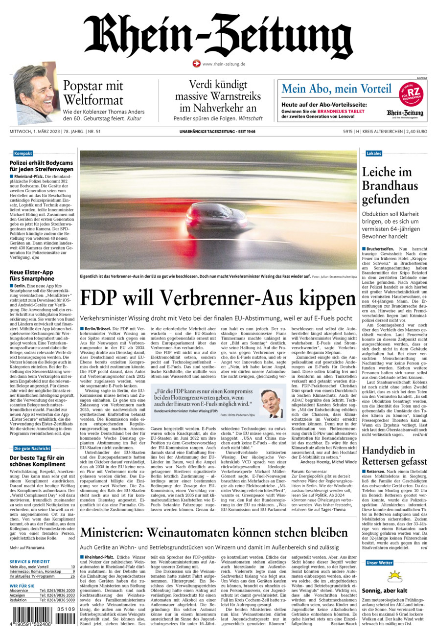 Rhein-Zeitung Kreis Altenkirchen vom Mittwoch, 01.03.2023