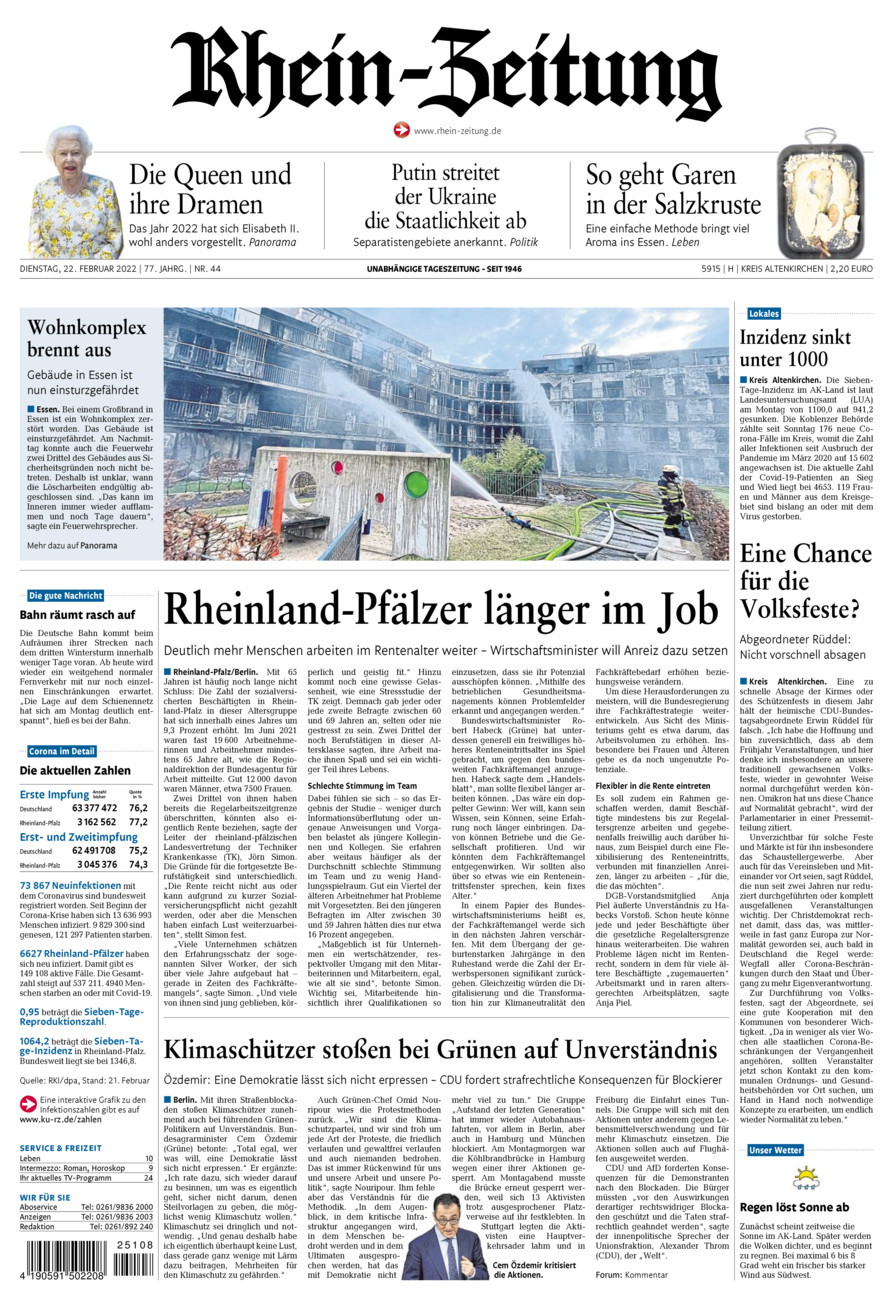 Rhein-Zeitung Kreis Altenkirchen vom Dienstag, 22.02.2022