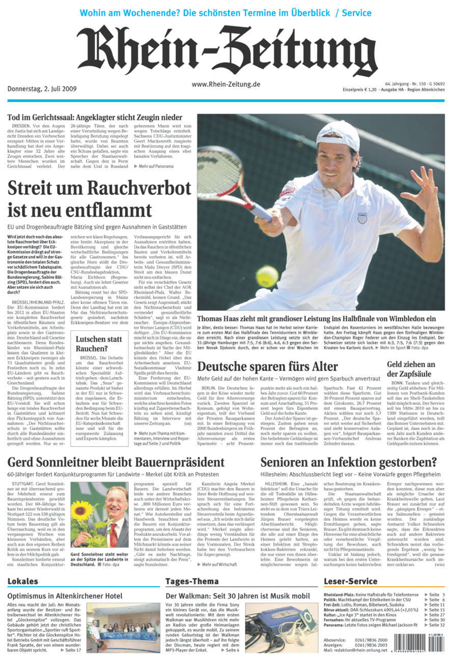 Rhein-Zeitung Kreis Altenkirchen vom Donnerstag, 02.07.2009