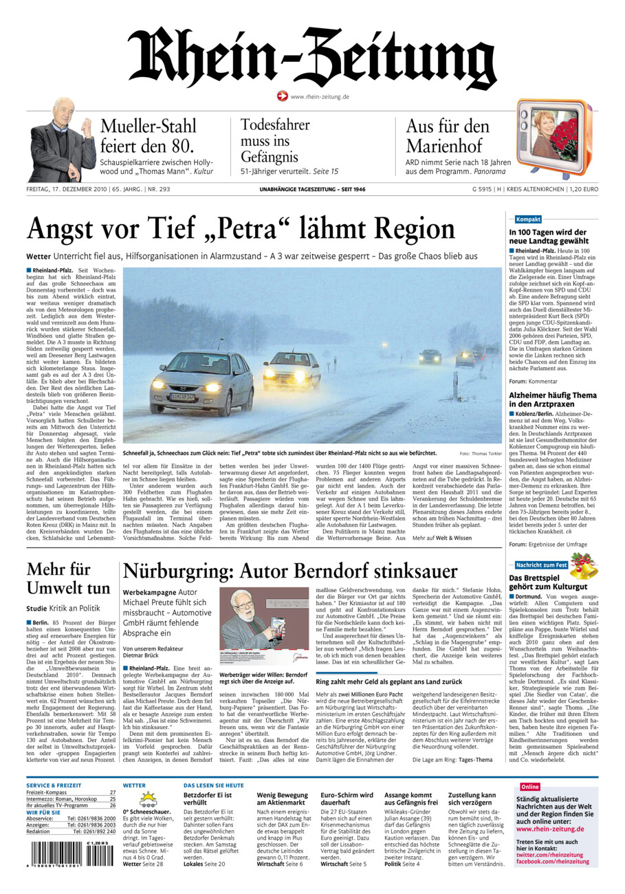 Rhein-Zeitung Kreis Altenkirchen vom Freitag, 17.12.2010