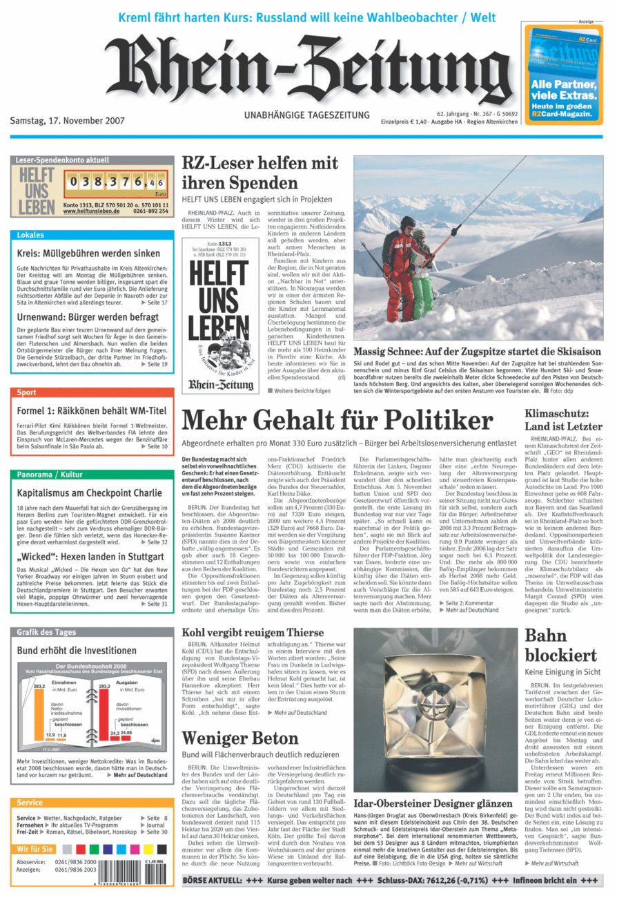 Rhein-Zeitung Kreis Altenkirchen vom Samstag, 17.11.2007