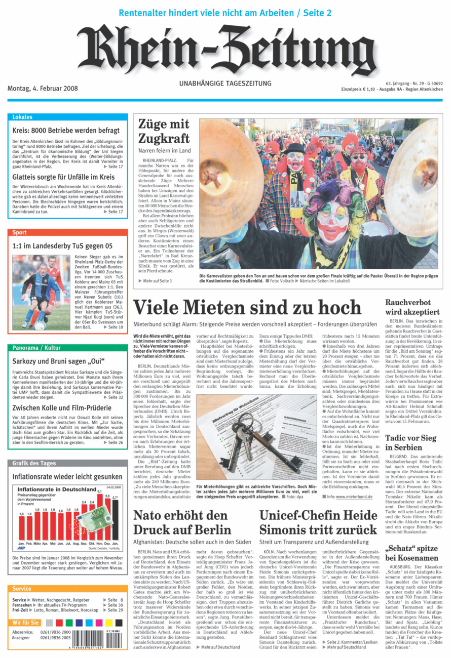 Rhein-Zeitung Kreis Altenkirchen vom Montag, 04.02.2008